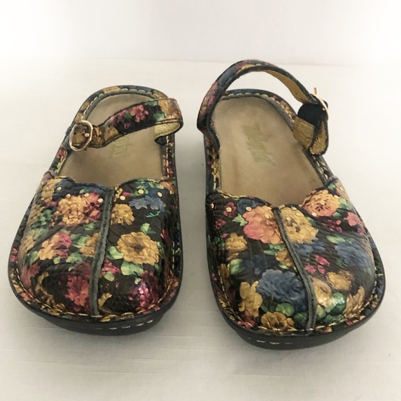 Alegria Queenie Gold Tuscany Floral Leather Clog - Picture 2 of 11